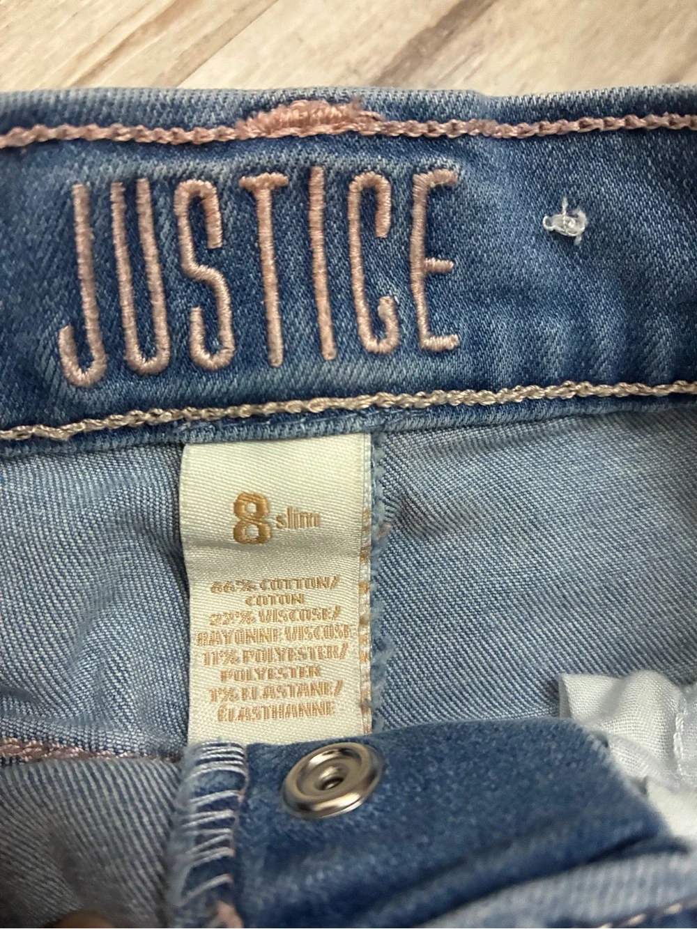 Justice Girls Blue Distressed Denim Shorts 8 slim